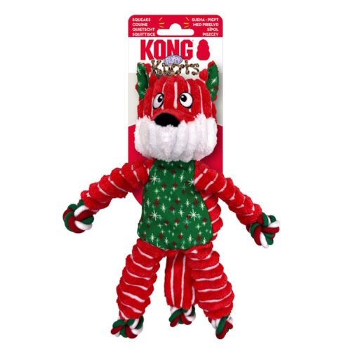 KONG Floppy Knots Fox Christmas Plush Dog Toy