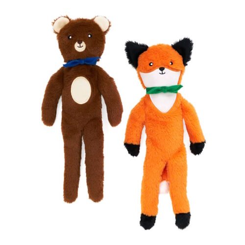 Zippy Paws Fluffy Peltz Bear & Fox