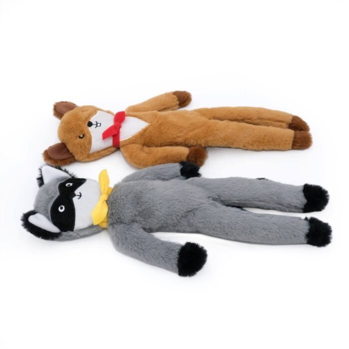 Zippy Paws Fluffy Peltz Raccoon and Squirrel 2 Pack