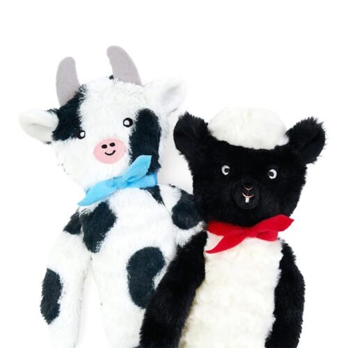 Zippy Paws Fluffy Peltz Sheep and Cow dog toy 2 Pack